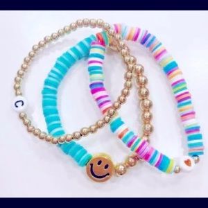 three pack disk bead bracelet custom letters